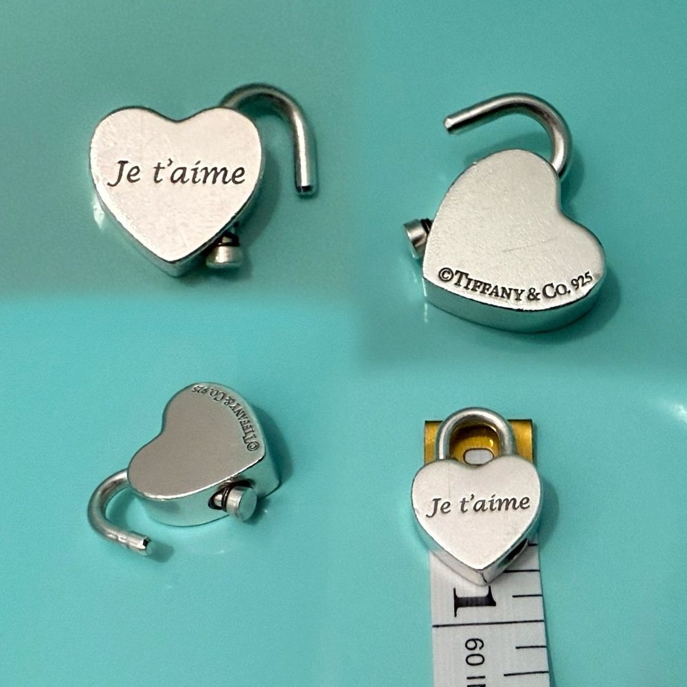 RARE Tiffany & Co. Je T’aime Heart Padlock Charm Pendant in Ag925 Silver